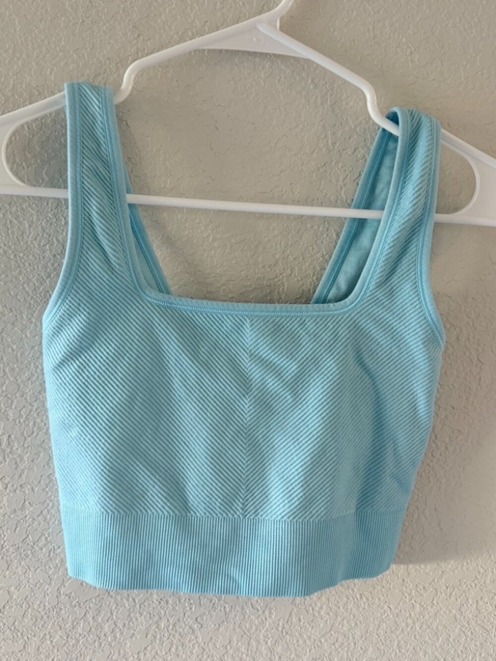 All in Motion Light Blue Ribbed Seamless Crop Tank Sports Bra Size XS